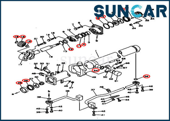 130-63-05020 de hydraulische Bulldozer van Kit Fits Komatsu D53A-16 D53P-16 van de Cilinderverbinding