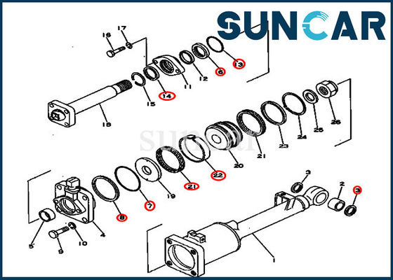 Schuine standcilinder het Verzegelen Uitrustings 130-63-05050 ISO9001 Reparatie Kit For D53A-16 D53P-16 KOMATSU