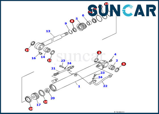 707-98-14610 van de de Verbindingsuitrusting van de emmercilinder OEM KOMATSU Reparatie Kit Fits Excavator PC8uu-3 R3eplacement