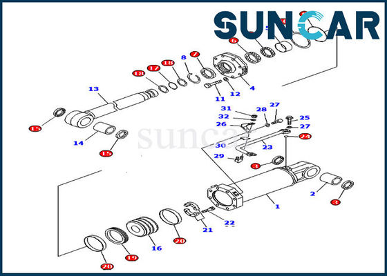 D575a-2 Delen 707-98-84450 van KOMATSU de Cilinderreparatie Kit Hydraulic Oil Seal Kit van de Schulpzaagschuine stand