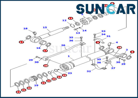 KOMATSU pc100-6 de Delen 707-98-27620 Lange het Invetten Uitrusting van de Dienstkit inner repair oil seal van de Emmercilinder