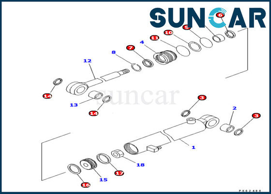 707-98-03460 graafwerktuig Seal Kits Komatsu pc03-2 van de de Olieverbinding van de Wapencilinder Binnen de Dienstuitrusting