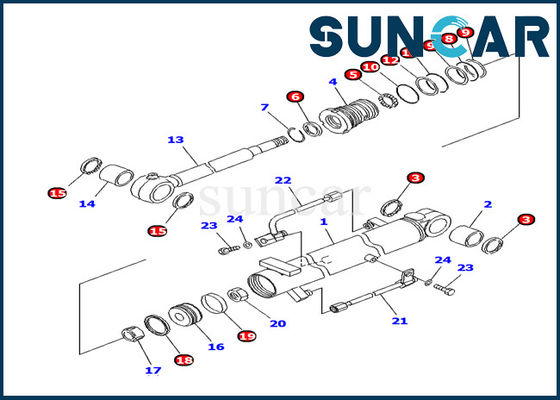 707-98-10940 van de de Boomcilinder van KOMATSU de Uitrustingen van de de Reparatieverbinding voor pc10mr-1 Graafwerktuig Inner Parts