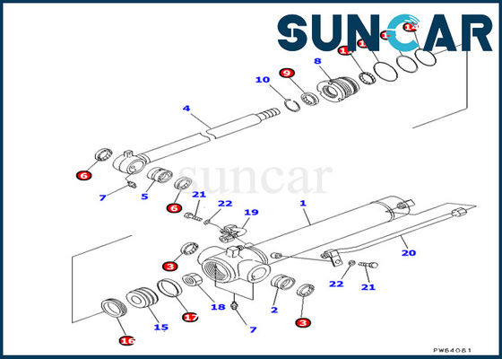 707-98-22820 de Verbinding Kit Komatsu Service Kit Fits pc20mr-1 pc30uu-3 Graafwerktuig Models van de wapencilinder