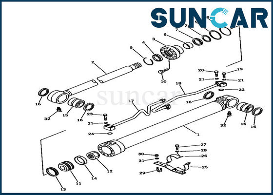 Machines die 707-98-36100 de Verbindingsuitrustingen van de Boomcilinder voor Graafwerktuig Komatsu pc100-3 verzegelen Reparatieuitrusting