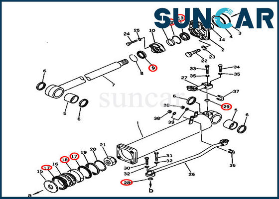 De hydraulische Verbinding Kit Cylinder Replacement Kits For d57s-1B d57s-1 KOMATSU van de Verbindingen 135-63-05060 Lift