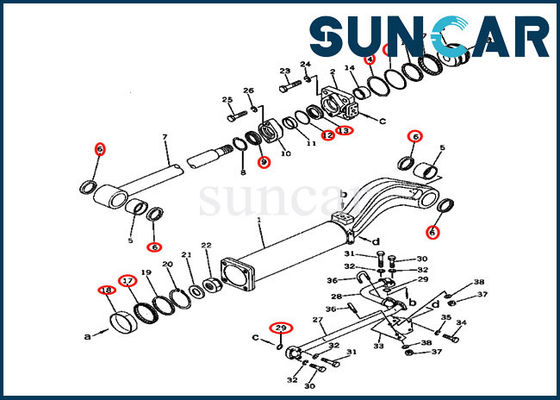 De hydraulische van de Uitrustings 135-63-05030 Stortplaats van de Olieverbinding van de de Cilinderverbinding Reparatie Kit For d57s-1 Bulldozer van KOMATSU