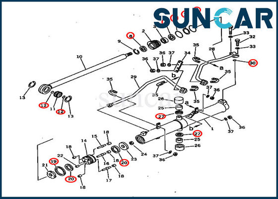 D60a-8 van de Verbindingsuitrustingen 707-98-36450 van KOMATSU van de het Bladlift Hydraulische van de de Cilinderreparatie Uitrusting 7079836450