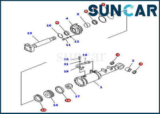 707-98-52140 van de de Reparatieverbinding van KOMATSU van de schuine standcilinder Hydraulische Rechte de Schuine standbulldozer van Kit For D61EX-12