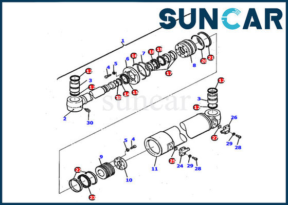 Pc110r-1 van het Graafwerktuiginner repair kit 21D-61-14140 van KOMATSU van de de Boomschommeling de Cilinderverbinding Kit Gasket