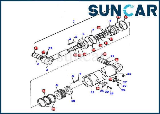 Van de het Bladcilinder van KOMATSU 21D-61-15170 de Verbinding Kit Gasket Kit pc110r-1 Graafwerktuig Repair Service Kit