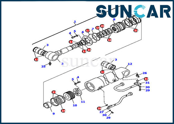 Slijtageweerstand 226-61-11220 KOMATSU pc110r-1 Boomcilinder die Kit Excavator Gasket Kit verzegelen