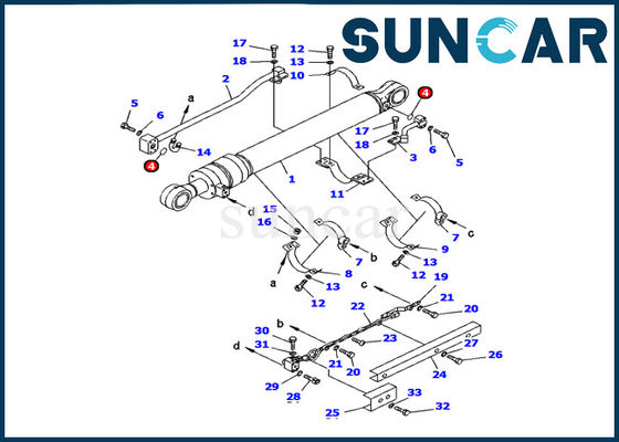 Van de de Cilinderverbinding van de graafwerktuig 707-98-28610 Emmer de Hydraulische Uitrusting van de de Uitrustingspc120-6h KOMATSU Binnenreparatie