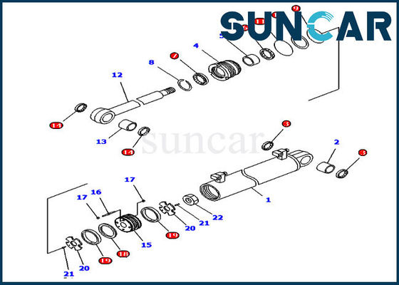 Hydraulische Verbindingen 707-99-36550 7079936550 Hoekcilinder die Kit Fits D61EX-15 KOMATSU verzegelen
