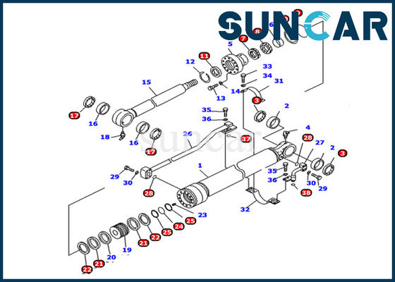 707-99-25800 van de de Emmercilinder van KOMATSU de Verbinding Kit Fits de Delen van pc128us-2-Graafwerktuighydraulic cylinder inner