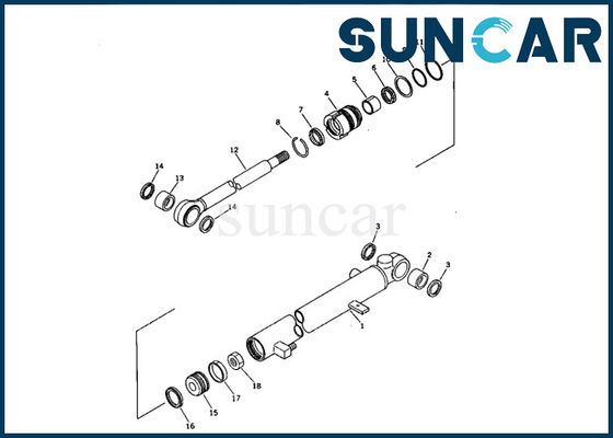 707-00-55010 de Verbinding Kit Komatsu van de wapencilinder pc07-1 Mini Excavator Inner Repair Parts