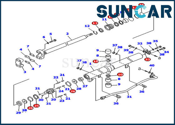 D85ess-2 de Dienst Kit Bulldozer Cylinder Seal Kits van liftcilinder 707-99-25890 KOMATSU