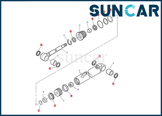 878000382 de Cilinderverbinding Kit Komatsu Excavator pc05-7 van de boomschommeling Binnen Verzegelende de Pakkingsuitrusting van de Reparatieolie