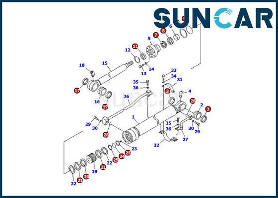 Van de de Emmercilinder van olieweerstand 707-99-25870 van de de Verbindingsuitrusting PC120-6E0 KOMATSU het Graafwerktuig Repair Kit