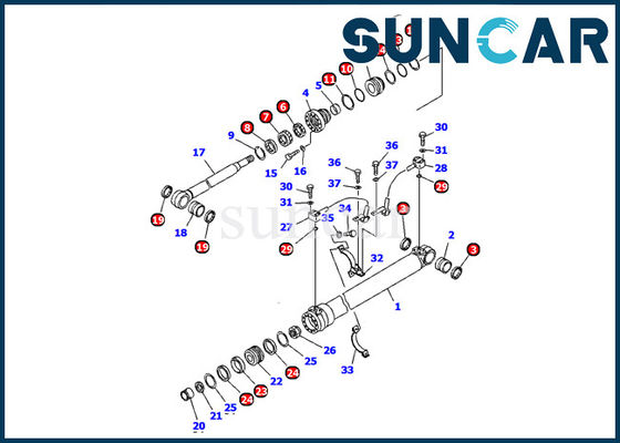 707-99-36290 het 1ST van de Verbindingskit fits komatsu PC120 PW130 van de Boomcilinder Graafwerktuig Inner Replacement