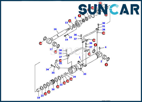 707-99-37340 de Verbinding Kit Komatsu Excavator van de boomcilinder een pc128us-2-Binnenuitrusting van de Reparatie Verzegelende Pakking