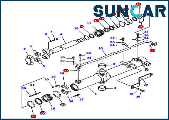 707-99-24555 tegen van de de Reparatieverbinding van de Gewichtscilinder het Kruippakjebulldozers van Kit For D85C-21 KOMATSU