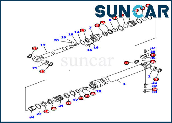 Het hydraulische van de Verbindingsuitrusting 707-99-44390 van de Wapencilinder Graafwerktuig Repair Kits Fits KOMATSU pc128us-2-AC