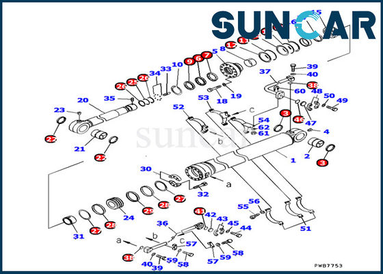 Pc1250sp-7 van de de Cilinderverbinding van de modellen 707-99-67840 KOMATSU Emmer de Uitrusting van Kit Komatsu Excavator Inner Repair