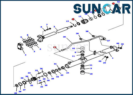 ISO9001 de Reparatie die van de de Liftcilinder van verbindingsuitrusting 707-99-27110 de Dienstdelen verzegelen van Kit For D65WX-16 KOMATSU