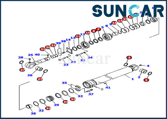 Van de de Emmercilinder van KOMATSU 707-99-72380 de Verbinding Kit Inner Repair Service Kit pc1250-7 Graafwerktuig Model