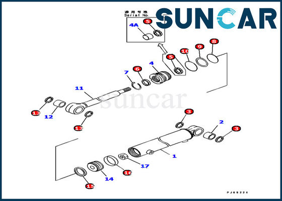 707-98-11310 de Hydraulische de Cilinderdienst Kit Komatsu van de boomschommeling pc12r-8 de Verbindingsuitrustingen van de Cilinderreparatie