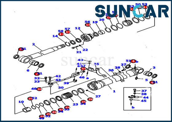 707-99-39680 van de het Wapencilinder van KOMATSU de Verbinding Kit For pc128uu-1 de Dienstuitrusting van de Machines Binnenreparatie