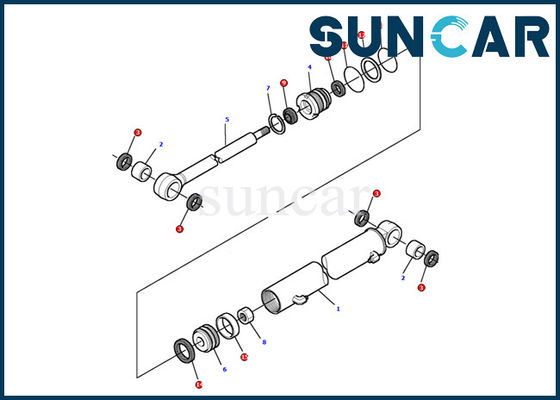 De Cilinderverbinding Kit Komatsu Excavator pc12r-8 van de 878000497 Boomschommeling Binnenreparatie Verzegelende Uitrusting