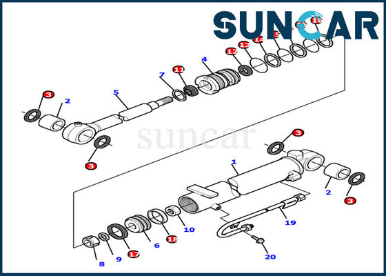 878000503 van de Verbindingskit komatsu inner part excavator van de boomcilinder de Dienst Kit Fits Excavator pc12r-8