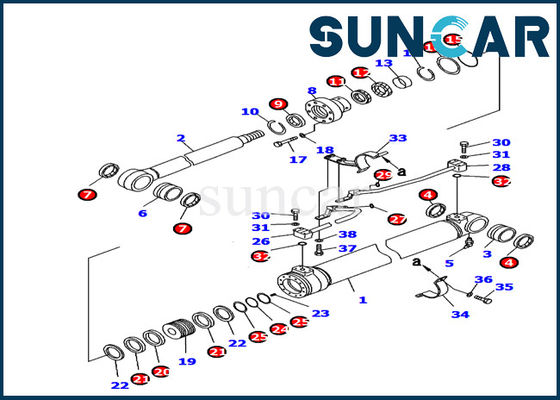 707-99-37180 het Binnenstee gedeeltegraafwerktuig Service Kit Boom Cylinder Seal Kit pc130-8 van KOMATSU Model