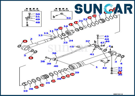 707-99-37190 de Binnenstee gedeelten van KOMATSU passen Cilinderverbinding Kit Arm Cylinder Service Kit pc130-8 aan