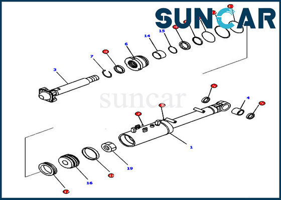 707-99-43390 de hydraulische Reparatie Kit Dozer Sealing Parts For D65PX-17 D65EX-17 KOMATSU van de Schuine standverbinding