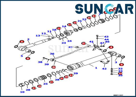707-99-45170 het Graafwerktuig Hydraulic Repair Parts pc130-8 van KOMATSU Modelarm cylinder seal-Uitrusting