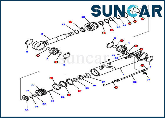707-99-36720 van de de Hoekcilinder van het bulldozerblad de Verbindingsreparatie Kit Fits D65EX-16 D65PX-16 KOMATSU