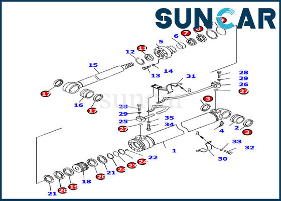 707-99-27460 de Boomcilinder die van KOMATSU Kit Oil Resistance verzegelen pc130f-7 Machinesbinnenstee gedeelten