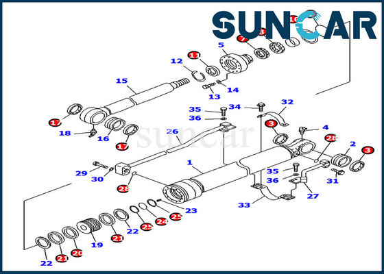 Van de de Emmercilinder van olieweerstand 707-99-27500 de Verbindingsuitrusting pc130f-7 het Graafwerktuig Sealing Kit van KOMATSU