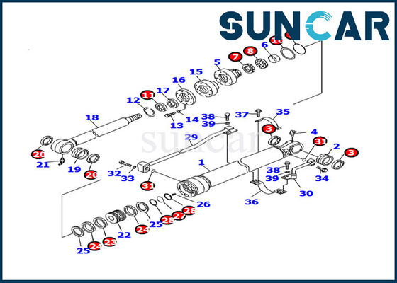 707-99-27590 het graafwerktuig Bucket Cylinder Seal Kit Fits Komatsu Inner Parts modelleert pc130f-7