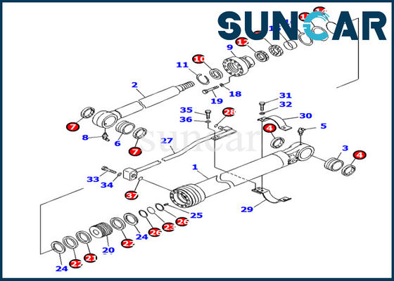 Pc138us-8 het Graafwerktuig Bucket Cylinder Seal Kit Machinery Sealing Repair Parts van KOMATSU 707-99-27780