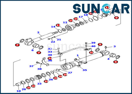 707-99-38450 boomcilinder die Kit Komatsu pc138us-8 Graafwerktuig Replacement Kits verzegelen