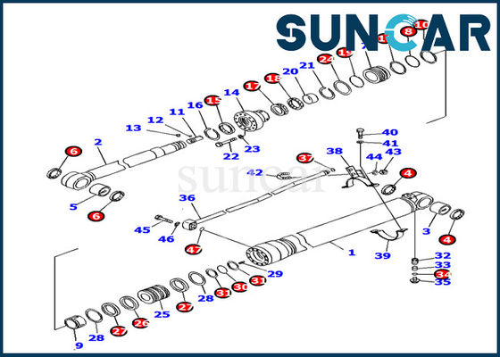 707-99-38780 wapencilinder die Kit Komatsu pc138us-8 Verbindingsreparatie Kit Excavator Replacement verzegelen