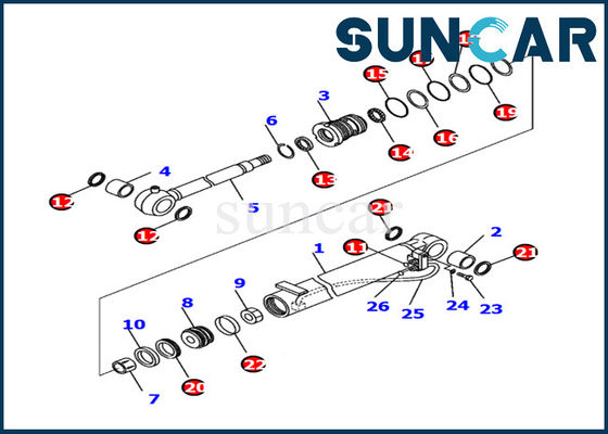 707-98-04710 de Verbinding Kit Komatsu pc14r-3 van de boomcilinder de Uitrusting van Graafwerktuiginner repair service
