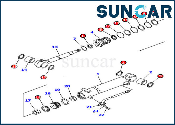 707-98-12380 de Verbinding Kit Hydraulic Cylinder Inner Parts KOMATSU van de boomcilinder pc15mr-1 Modelservice kit