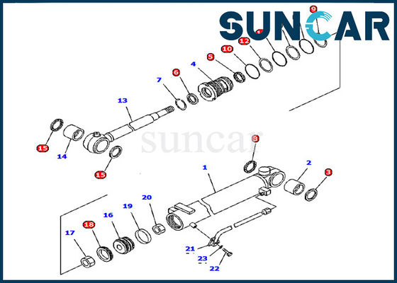 707-98-12330 de Verbinding Kit Komatsu Excavator pc15r-8 van de boomcilinder Modelinner parts service-Uitrusting