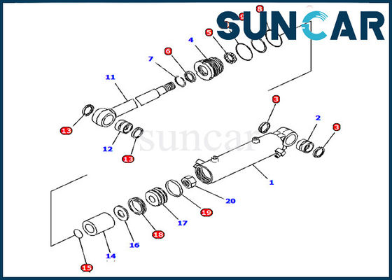 Van de Dienstuitrusting 707-98-12660 van de bladcilinder Hydraulische de Cilinderverbinding Kit Komatsu Excavator pc15r-8