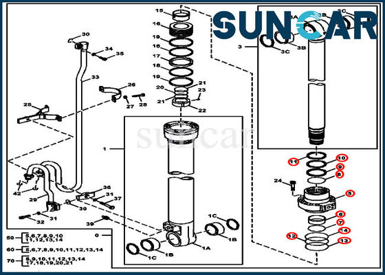 FXB00002044 boom Hydraulische Cilinder die de Modellen van Kit Fits For John Deere verzegelen 180GLC 190GW